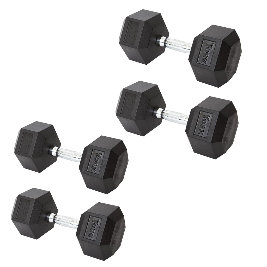 95LB Rubber Hex Dumbbell Set
