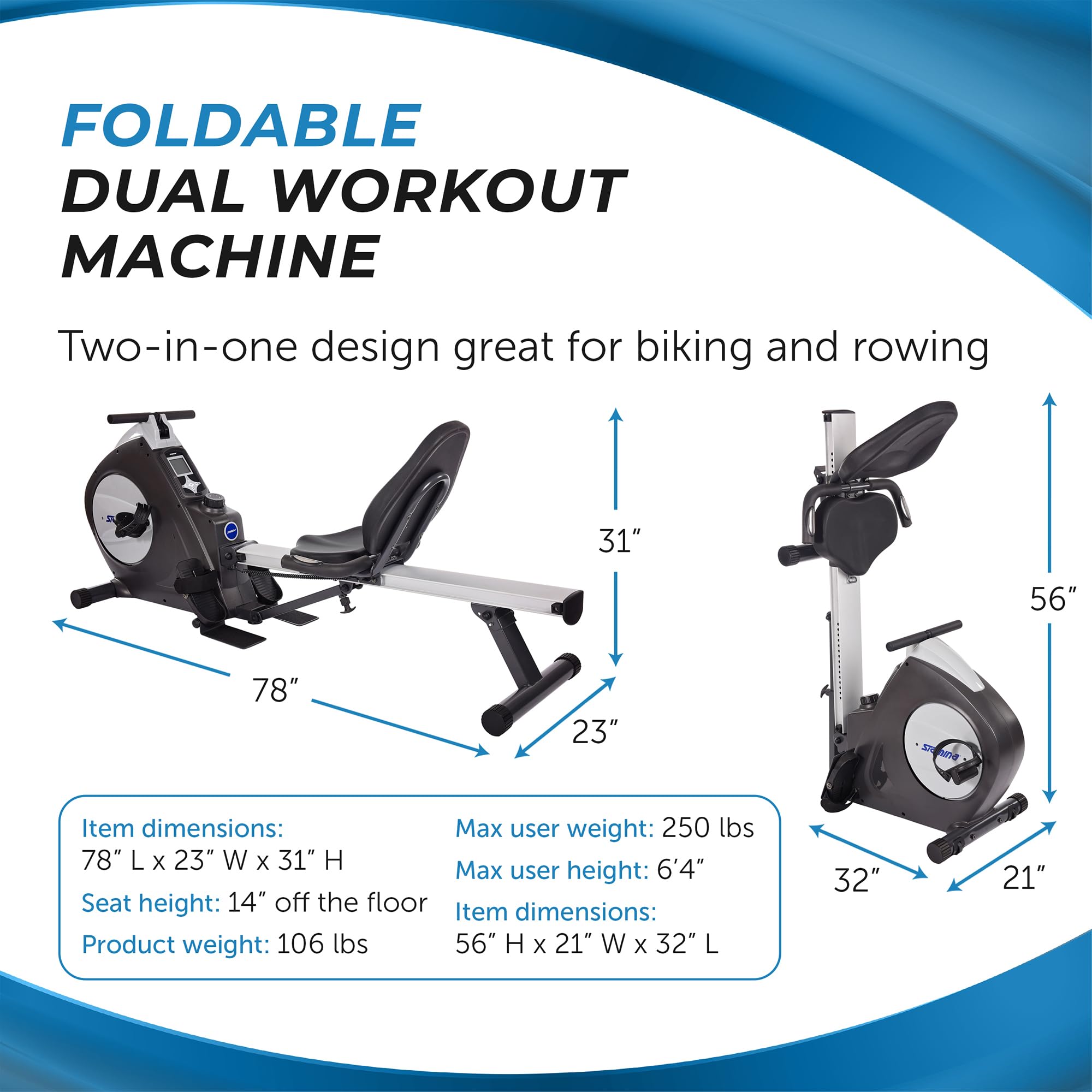 2-in-1 Recumbent Bike & Rower