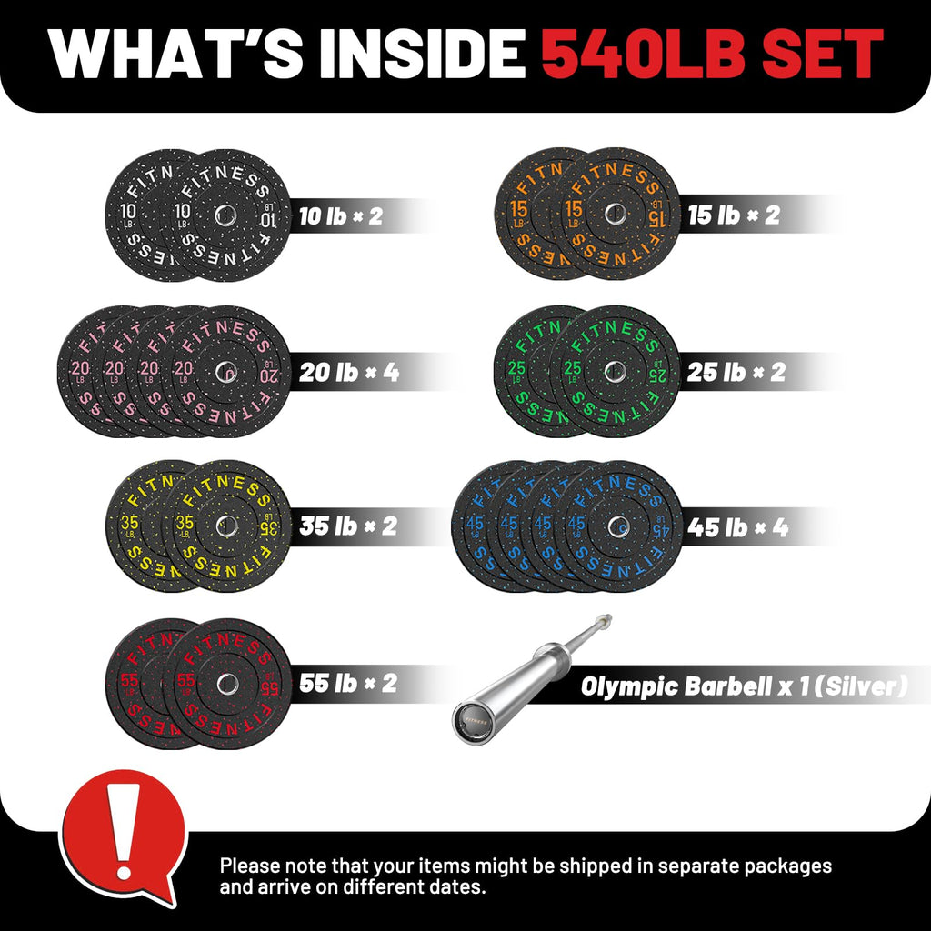 540LB Olympic Bumper Plate Set