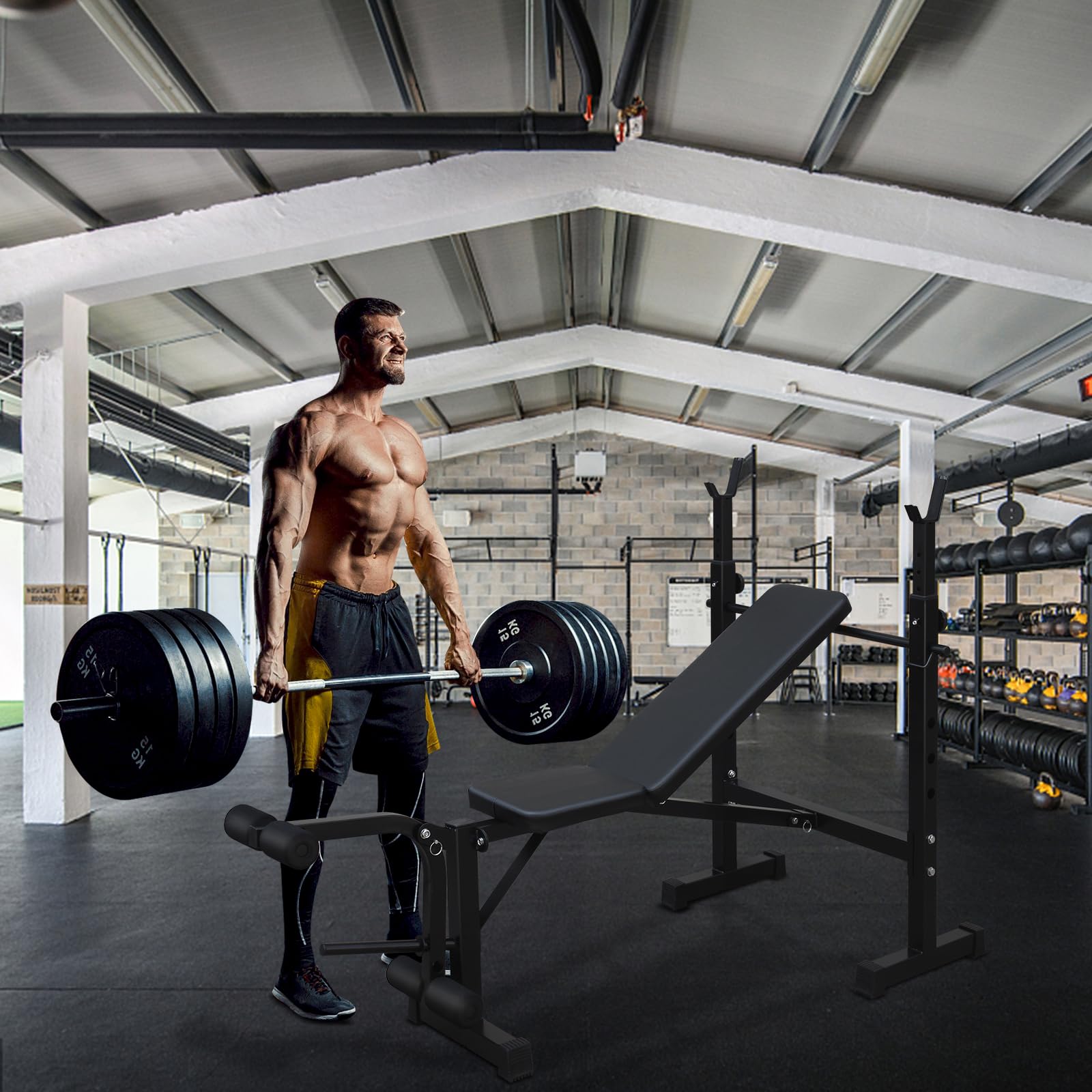 text Bench Press Set with Squat Rack